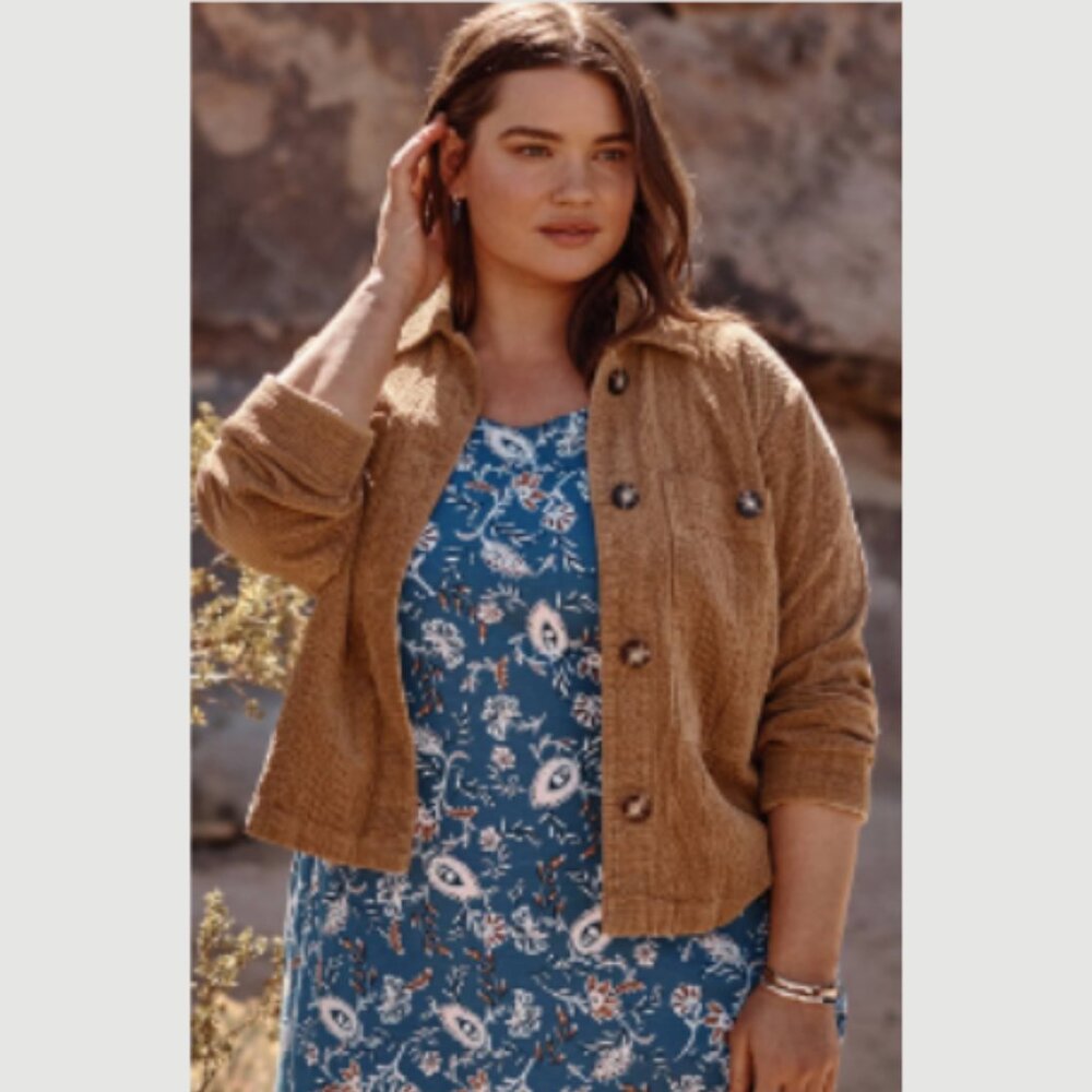 J Jill Women Textured Corduroy Jacket in Vicuna Size M